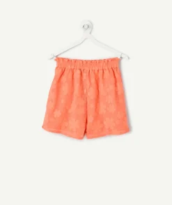 Short fille en coton orange imprimé