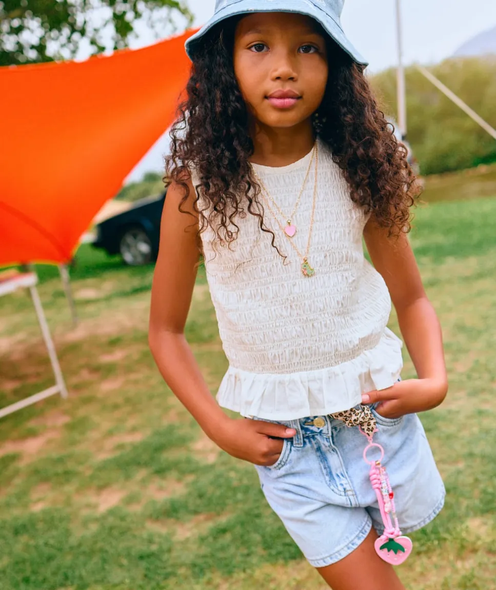 Short fille en denim bleu clair