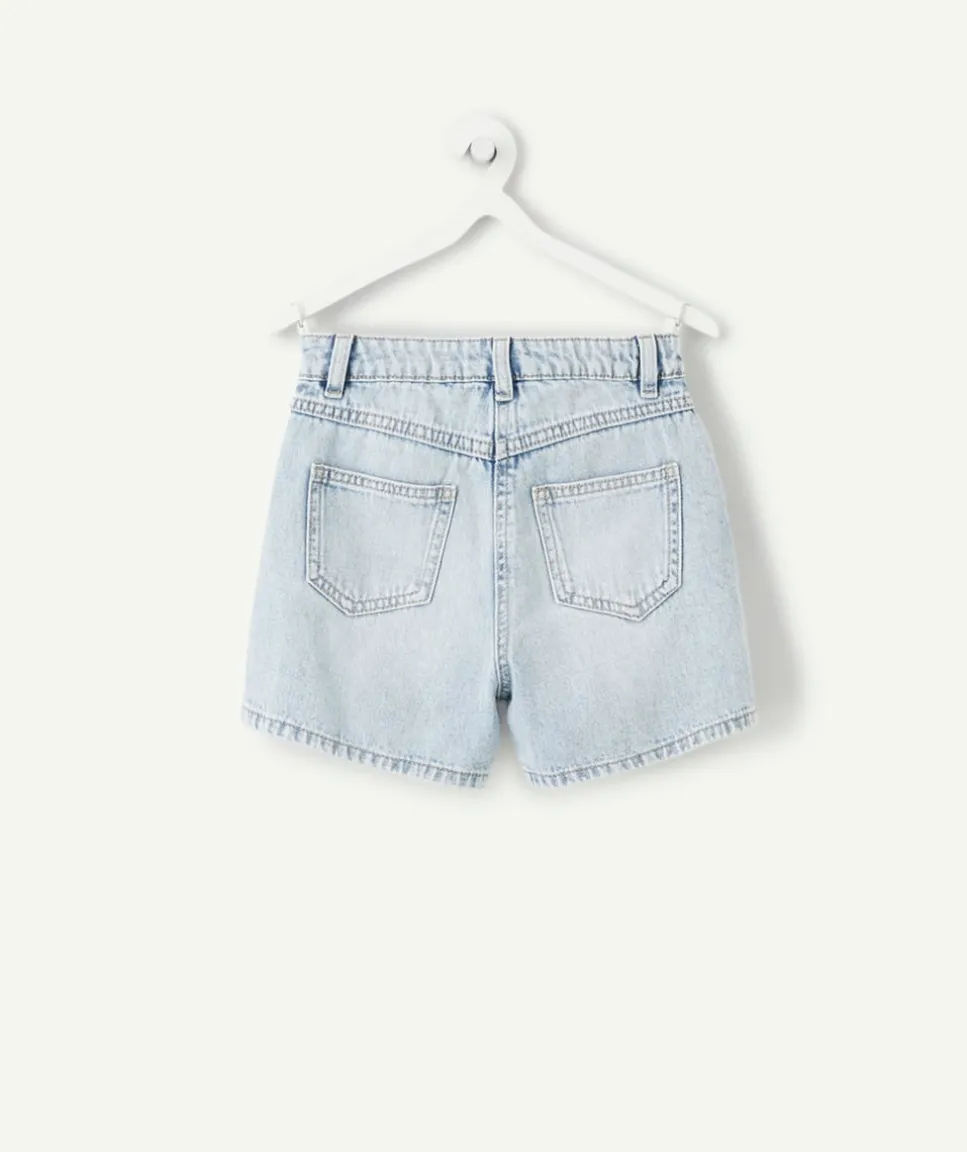 Short fille en denim bleu clair