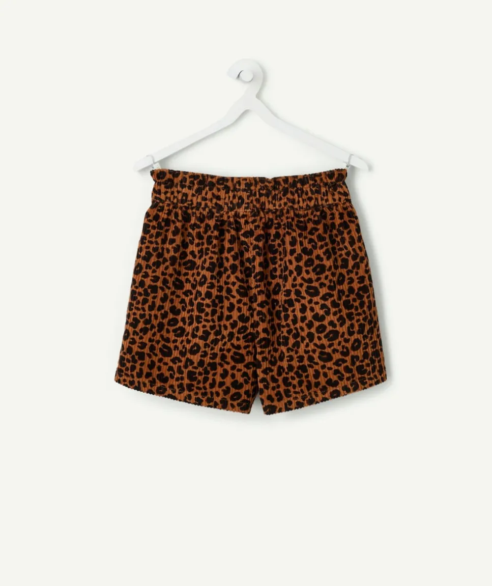 Short fille en velours imprimé léopard