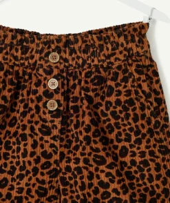 Short fille en velours imprimé léopard