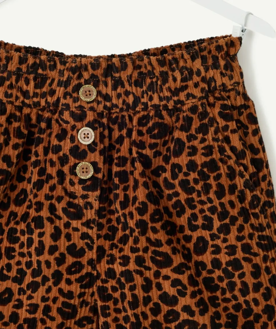Short fille en velours imprimé léopard