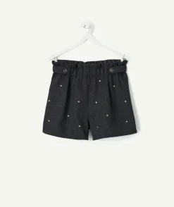 Short fille gris détails boutons