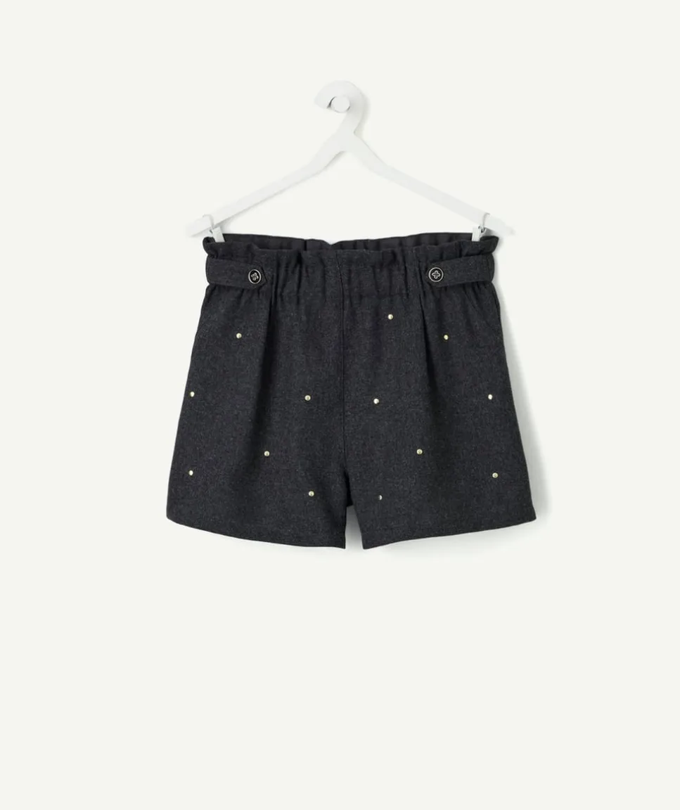 Short fille gris détails boutons