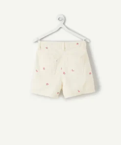 Short fille imprimé fleurs blanc