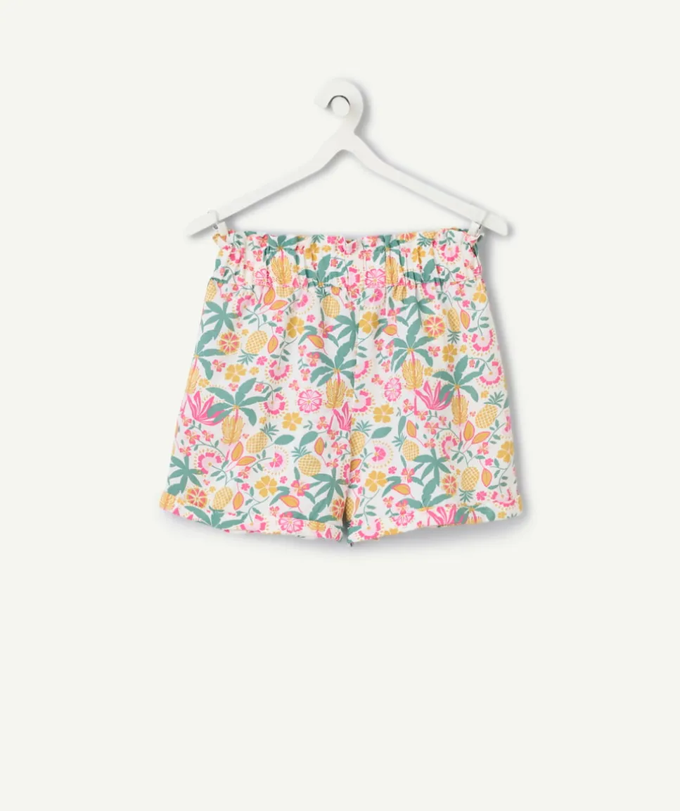 Short fille imprimé tropical avec noeud