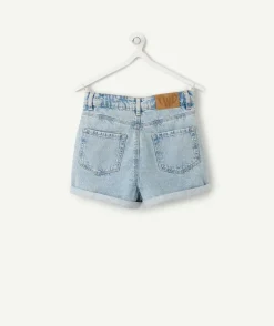Short fille mom denim bleu clair