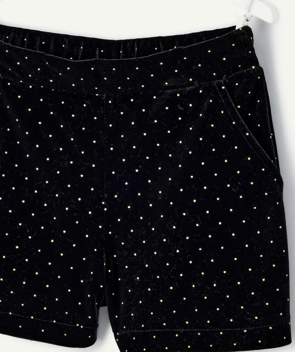 Short fille noir en velours avec strass