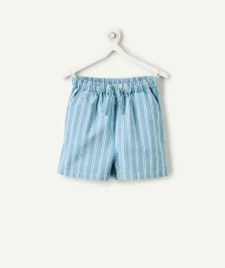 Short fille rayé bleu ajustable