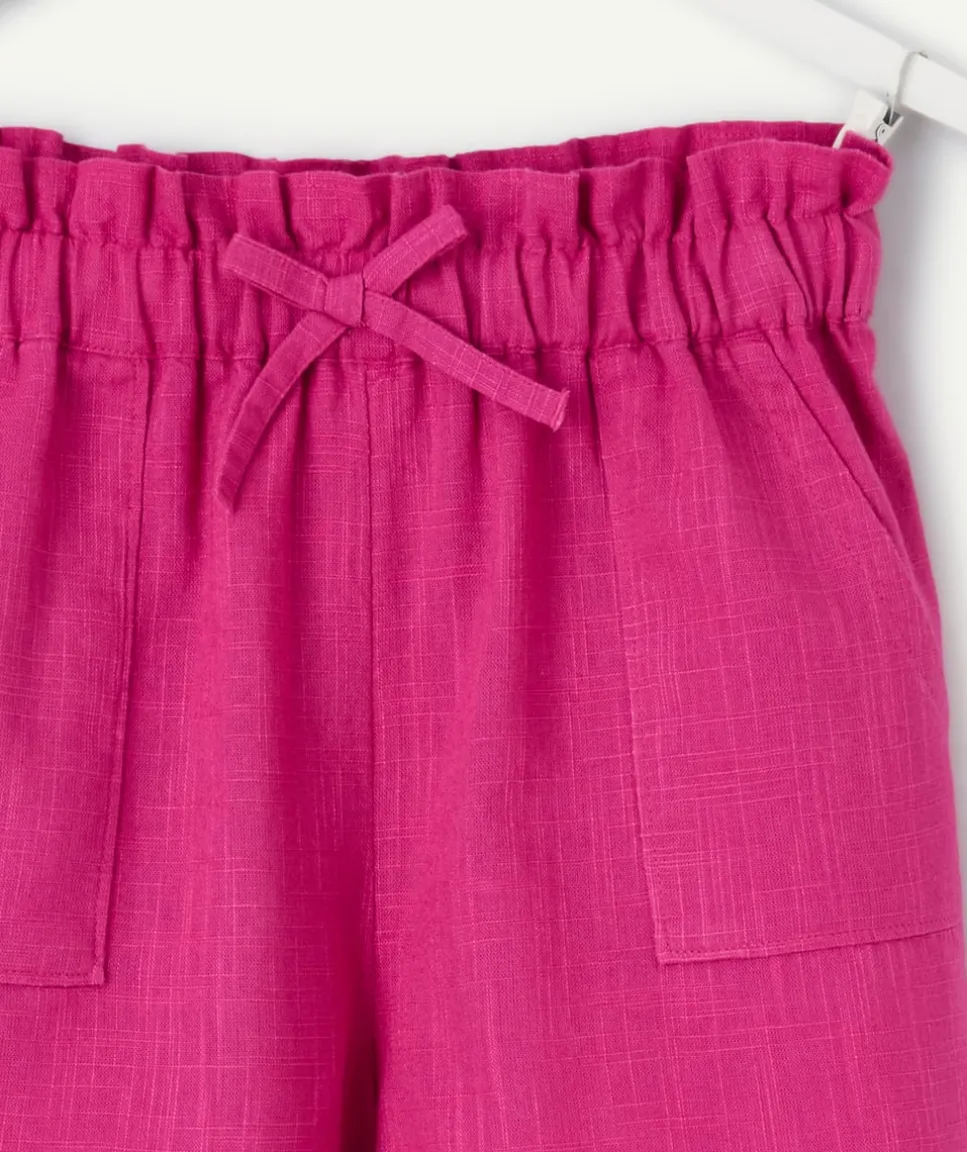 Short fille rose à taille élastique