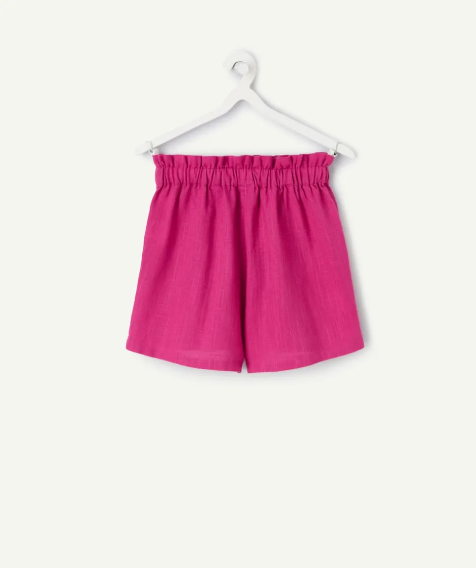 Short fille rose à taille élastique