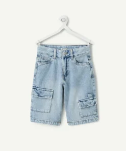 Short garçon baggy en denim bleu