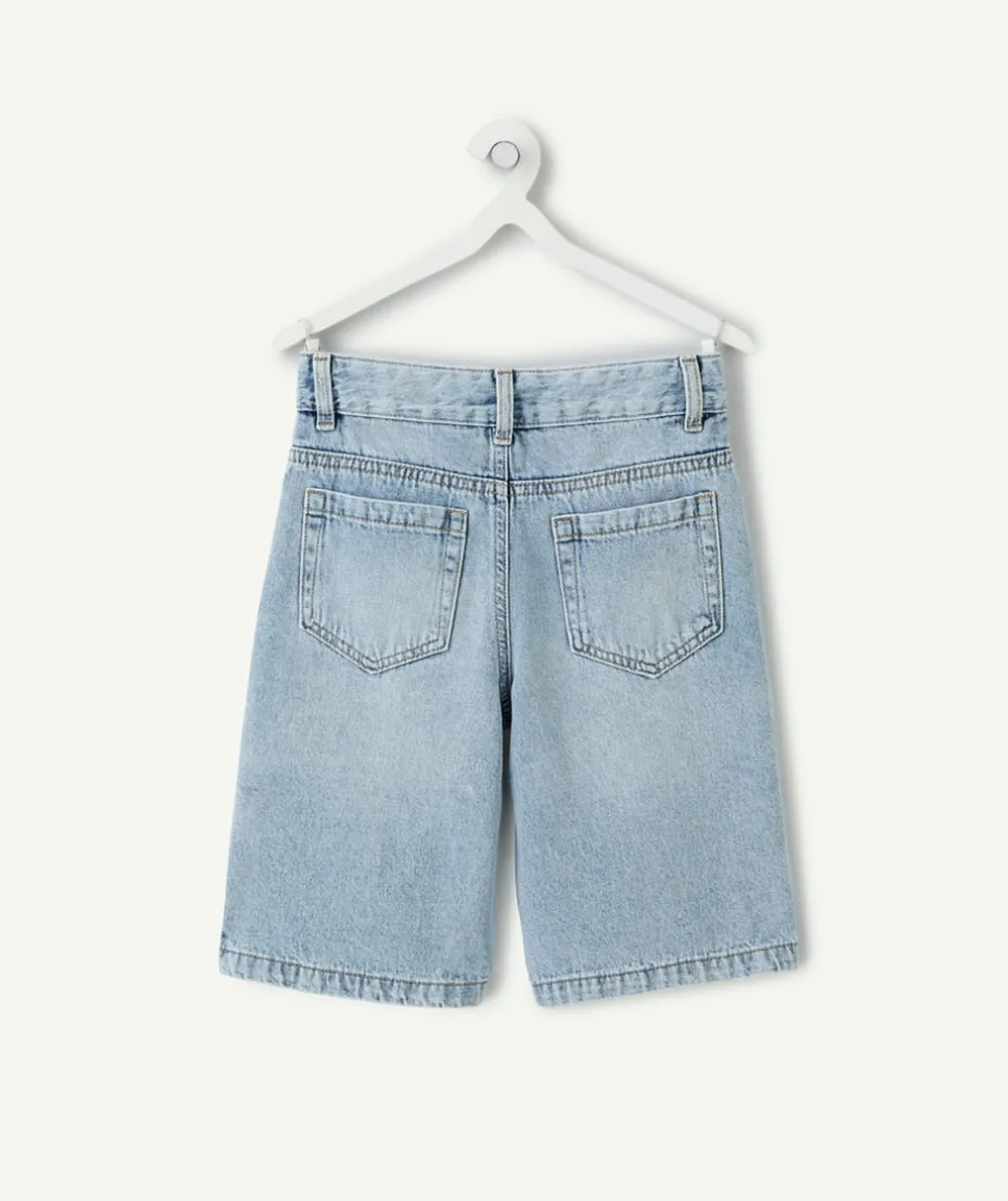 Short garçon baggy en denim bleu