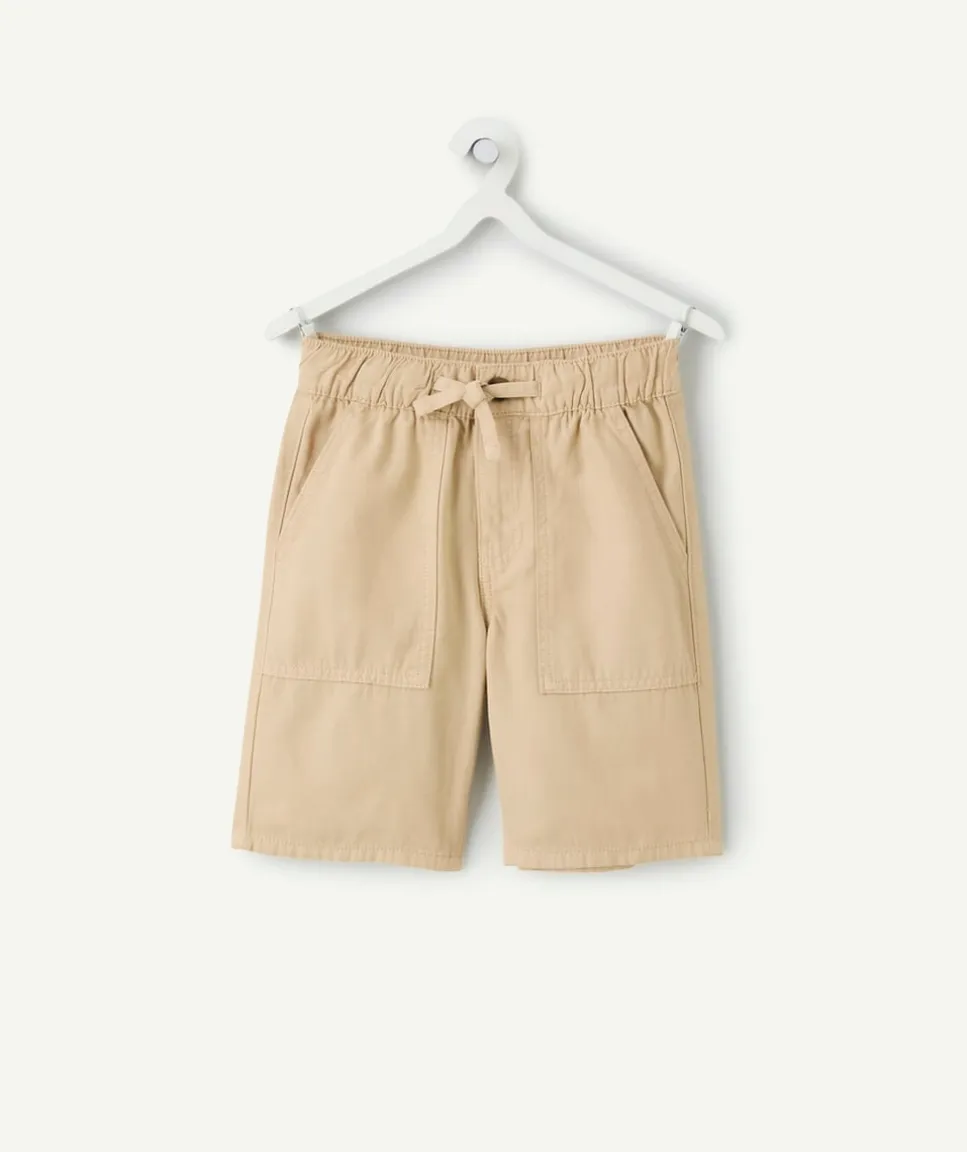 Short garçon beige coton avec poches