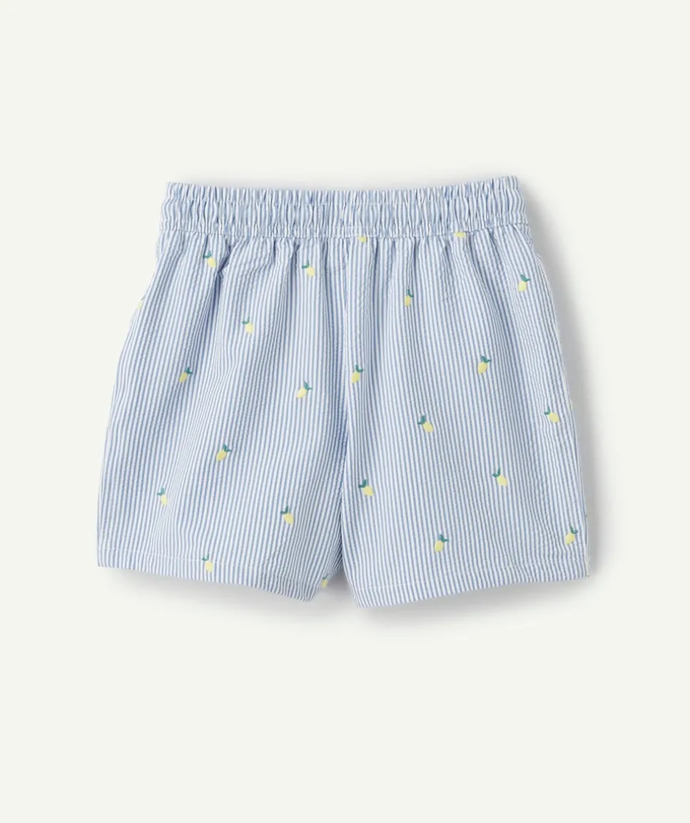 Short garçon brodé et rayé