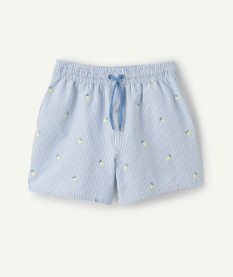 Short garçon brodé et rayé