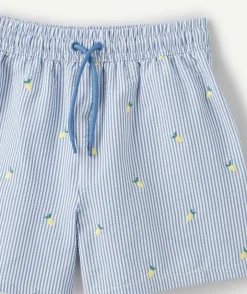 Short garçon brodé et rayé