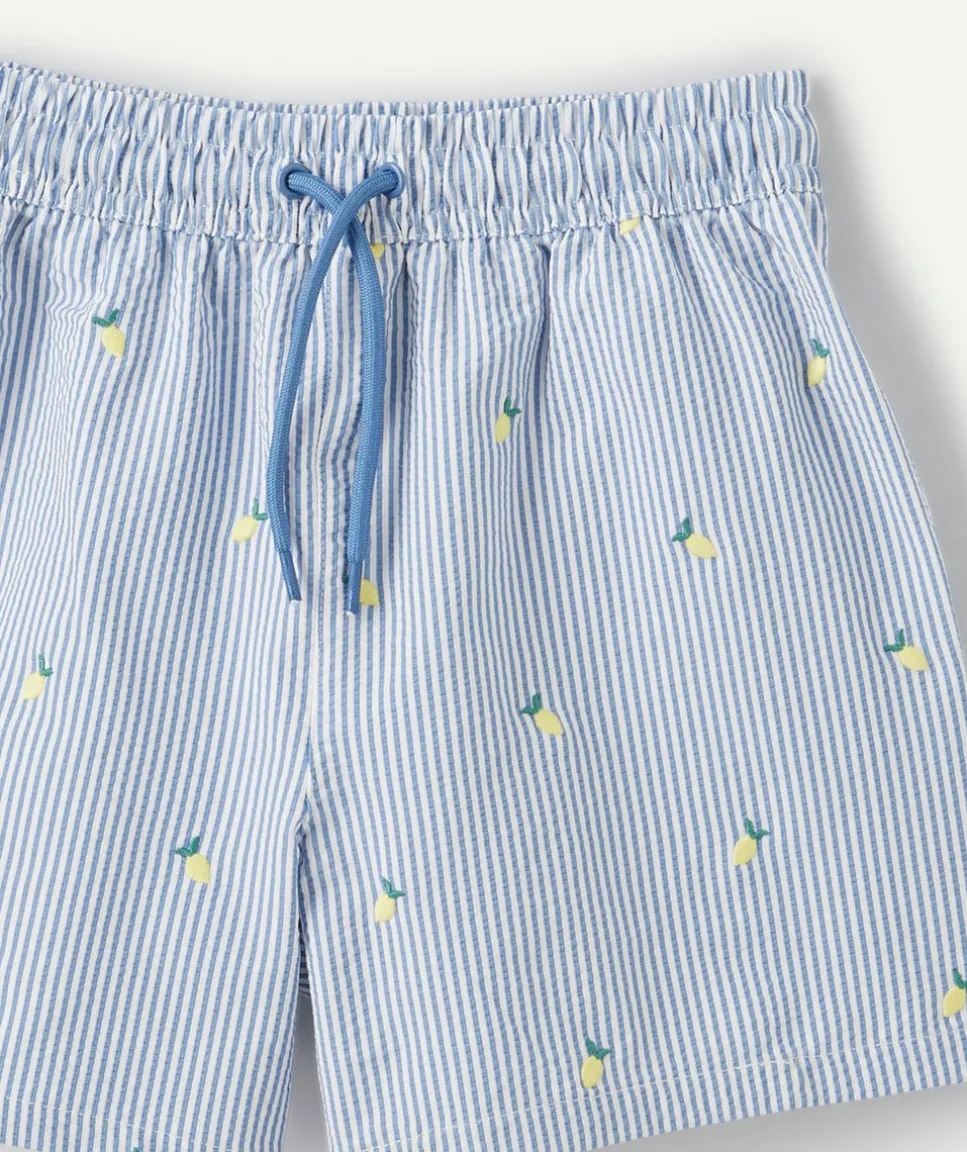 Short garçon brodé et rayé