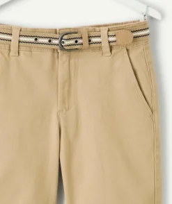 Short garçon chino beige avec ceinture