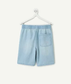 Short garçon denim bleu taille élastique