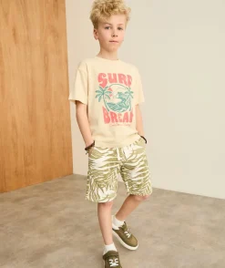 Short garçon droit imprimé tropical