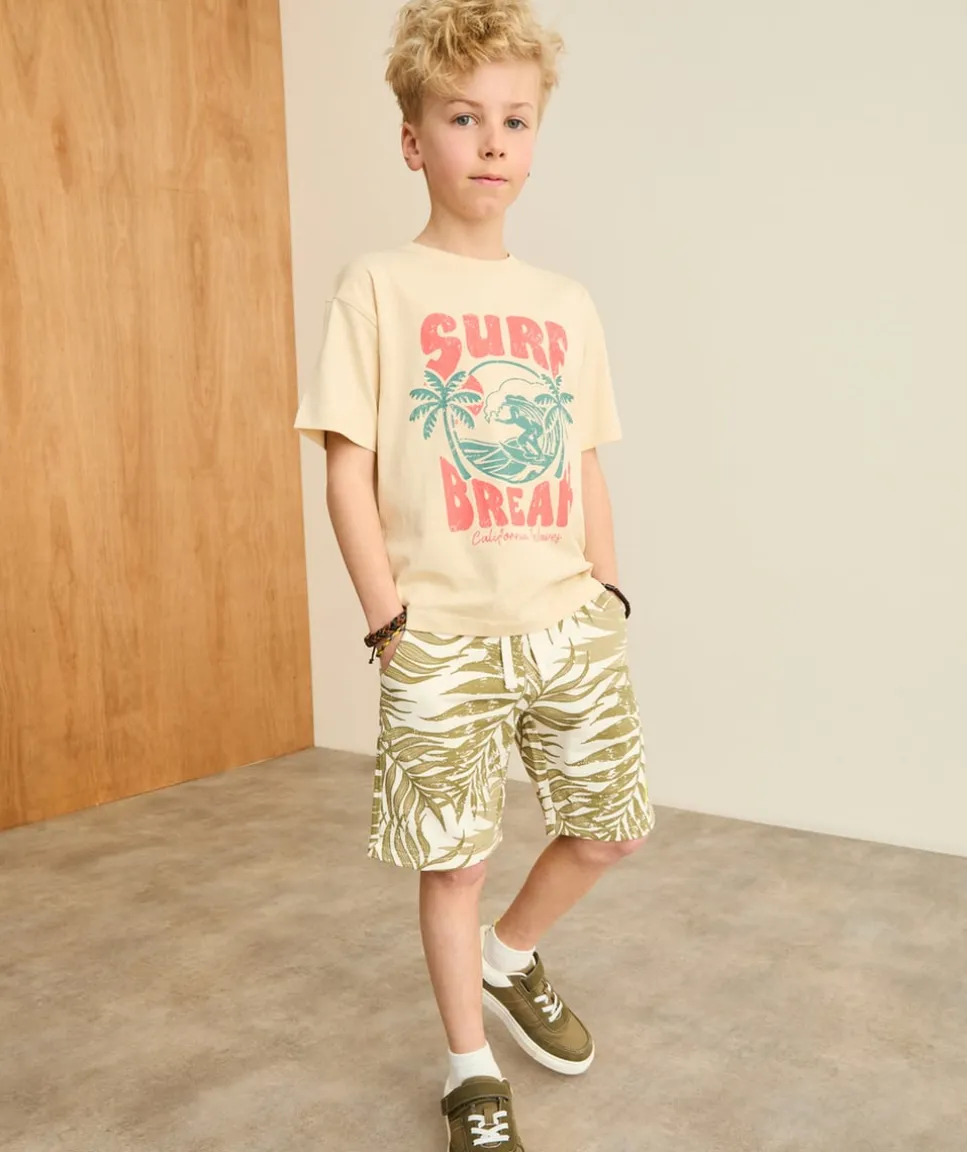 Short garçon droit imprimé tropical
