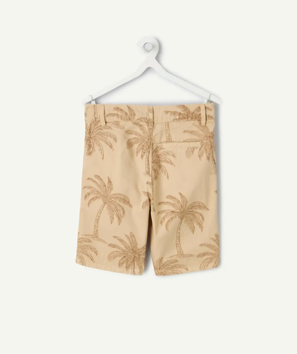 Short garçon imprimé palmiers beige