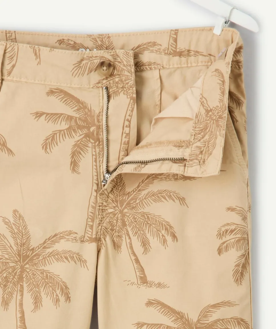 Short garçon imprimé palmiers beige