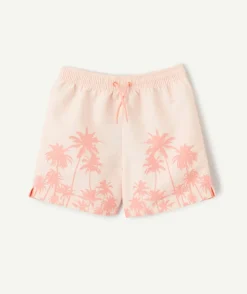 Short garçon imprimé palmiers rose