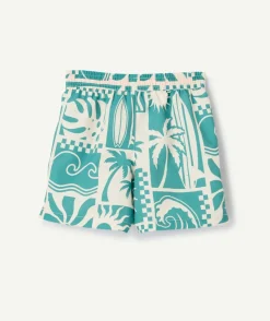 Short garçon imprimé turquoise et blanc