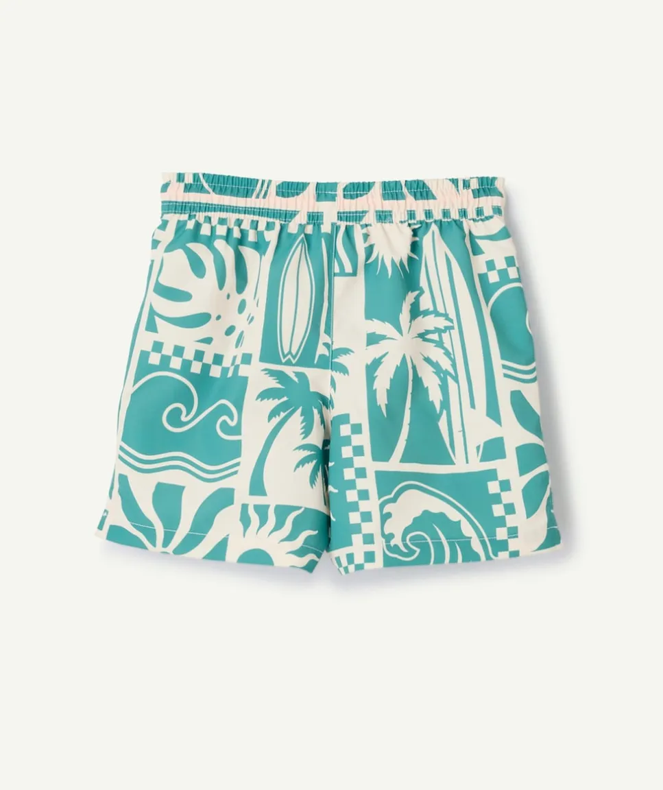 Short garçon imprimé turquoise et blanc