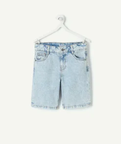 Short garçon jean bleu