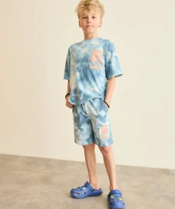 Short garçon tie-dye bleu
