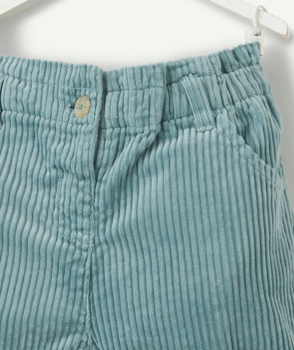 Short velours côtelé bébé fille en coton bio bleu