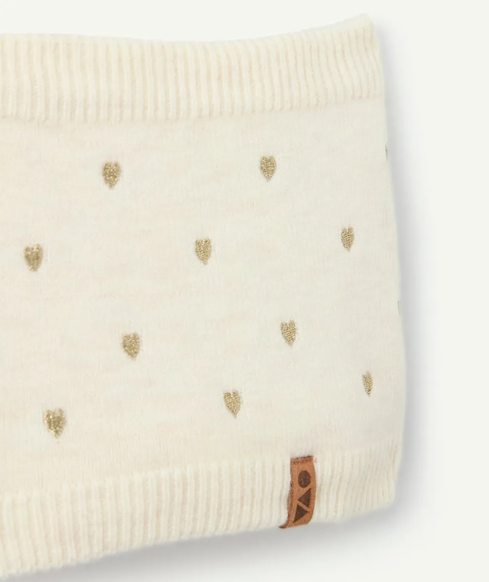 Snood bébé fille écru à coeurs