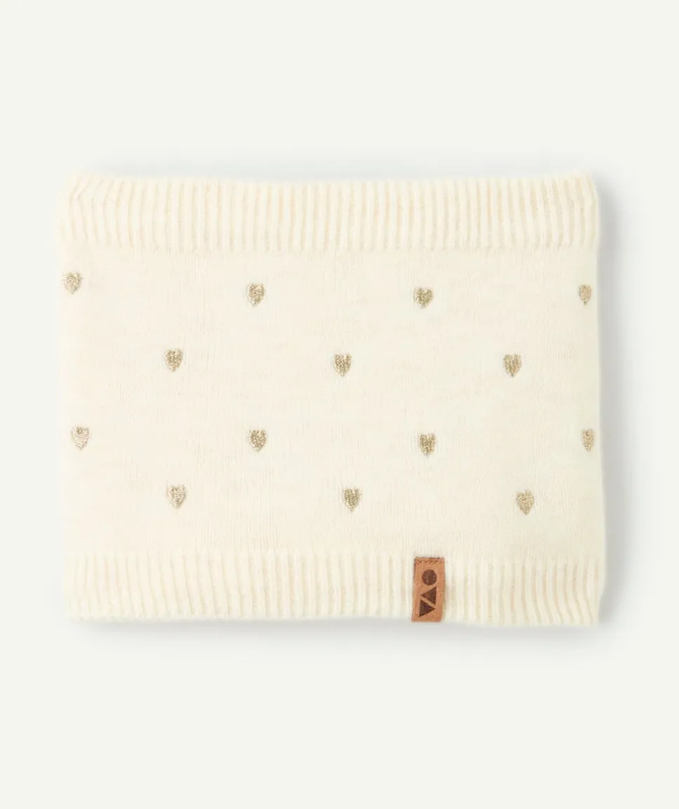 Snood bébé fille écru à coeurs