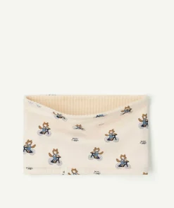 Snood bébé garçon écru imprimé renard