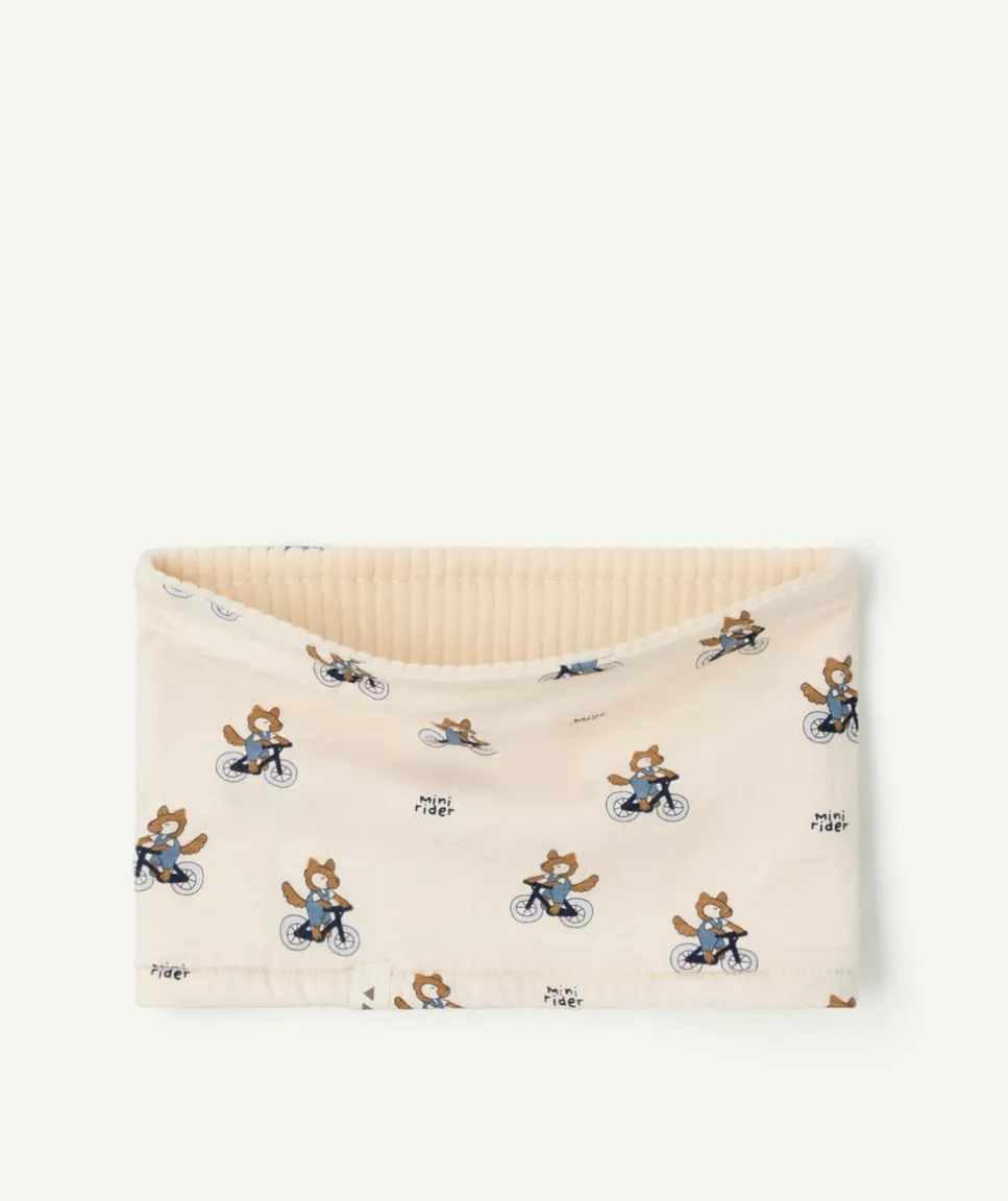 Snood bébé garçon écru imprimé renard