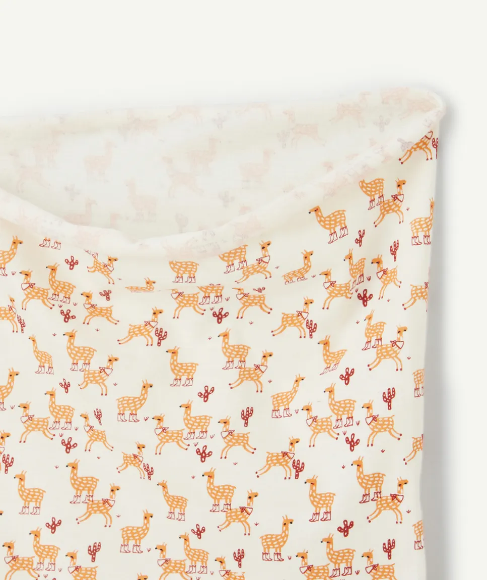Snood bébé garçon en coton bio écru imprimé cheveaux