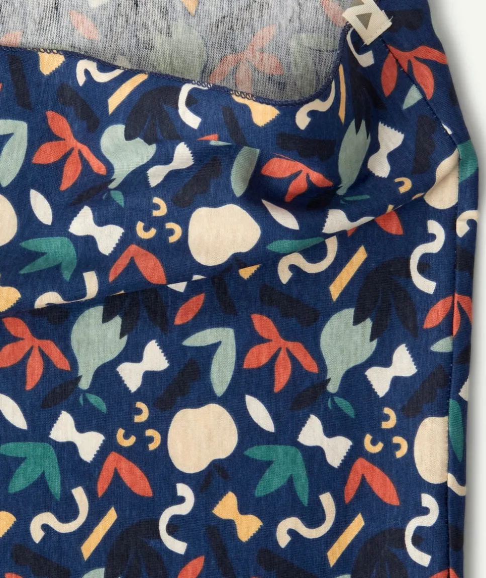 Snood bébé garçon en coton bleu avec formes colorées