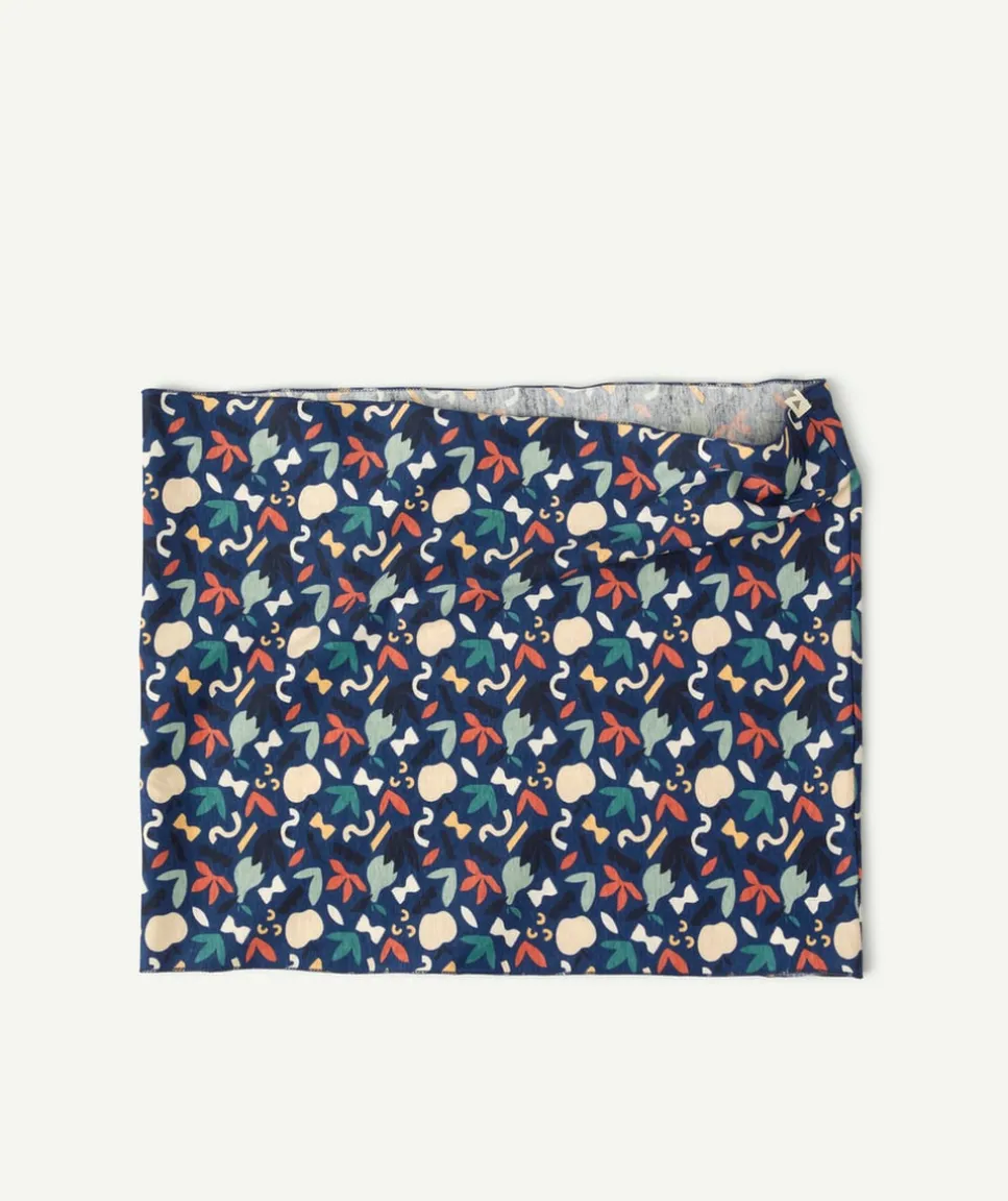 Snood bébé garçon en coton bleu avec formes colorées
