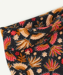Snood fille en coton bio noir avec imprimé fleuri