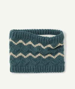 Snood fille en fibres recyclées bleu canard et brillant