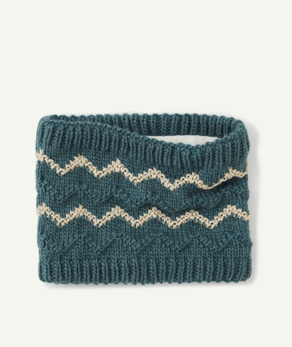 Snood fille en fibres recyclées bleu canard et brillant