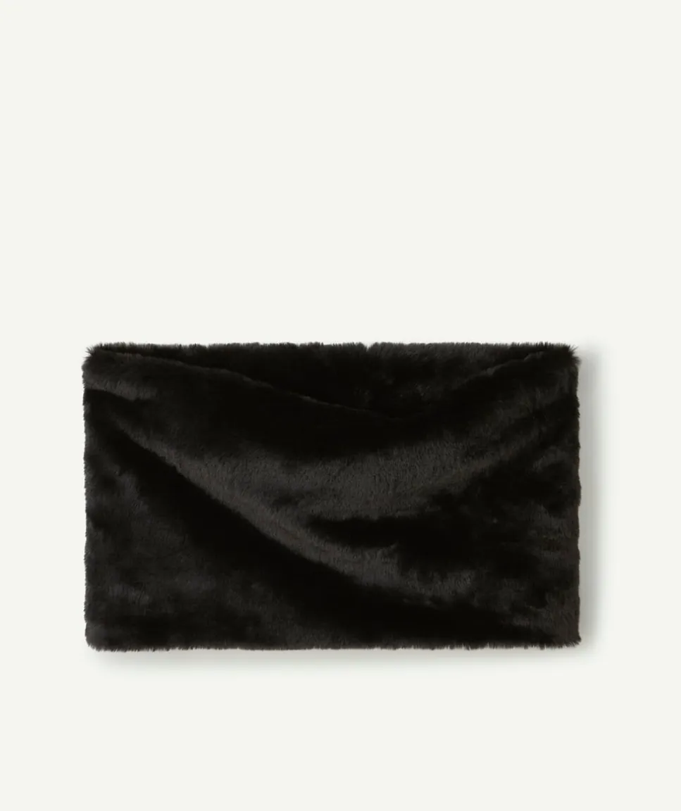 Snood fille noir en fausse fourrure