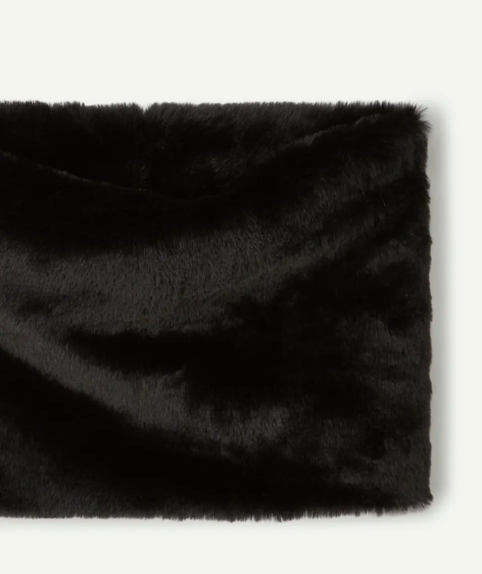 Snood fille noir en fausse fourrure