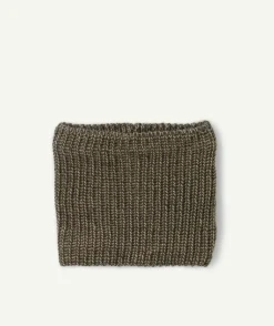 Snood garçon en maille côtelée kaki