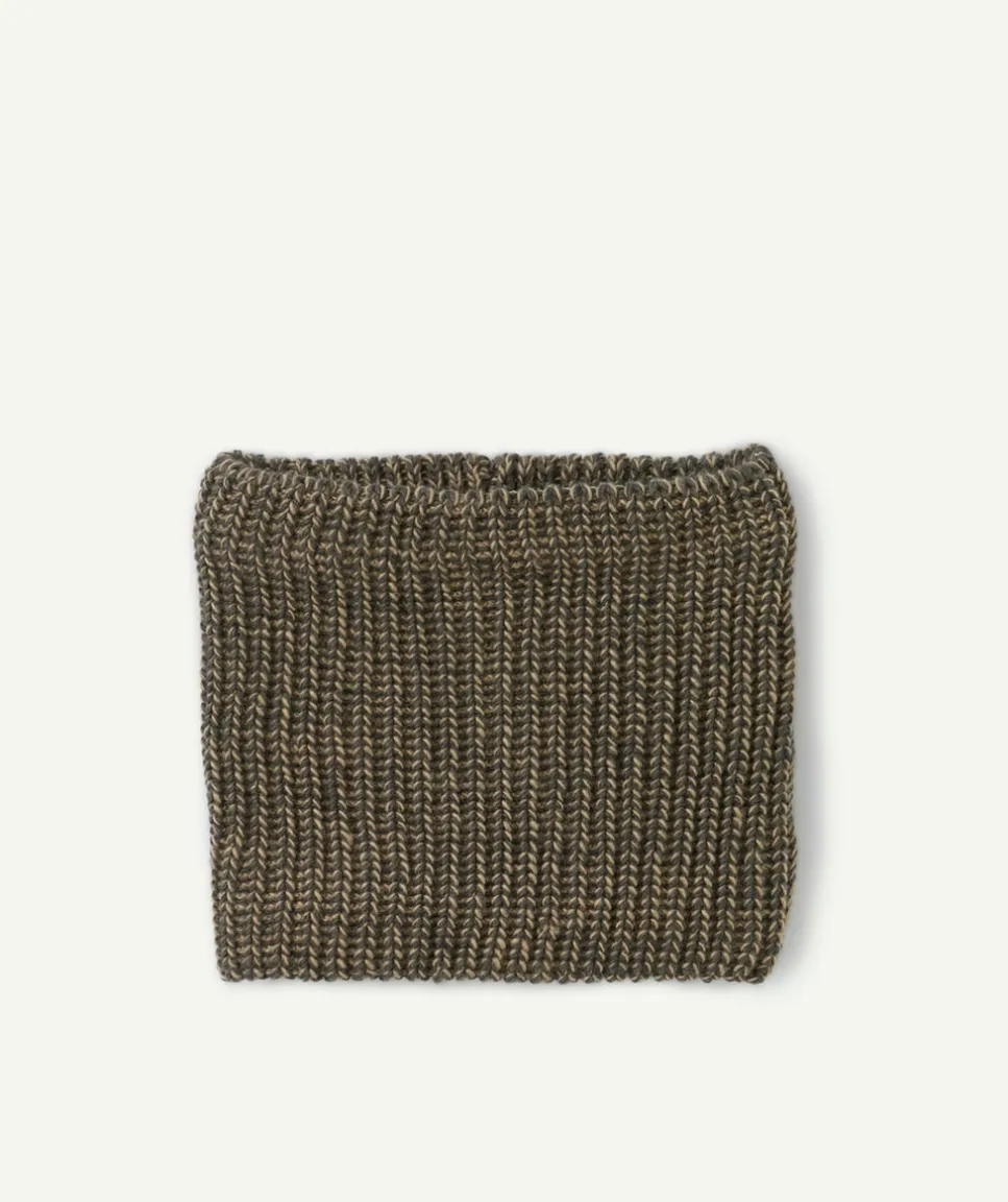 Snood garçon en maille côtelée kaki