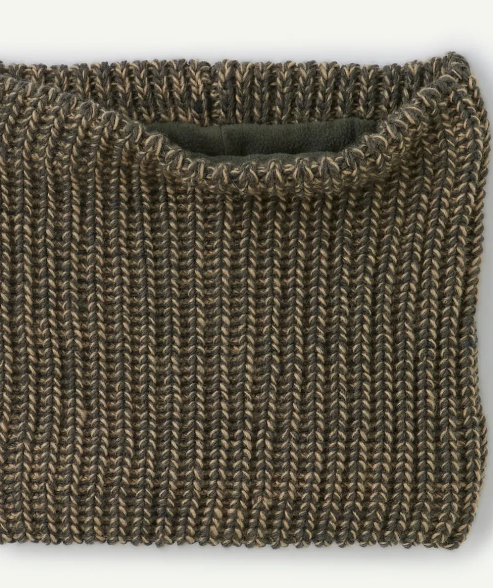 Snood garçon en maille côtelée kaki