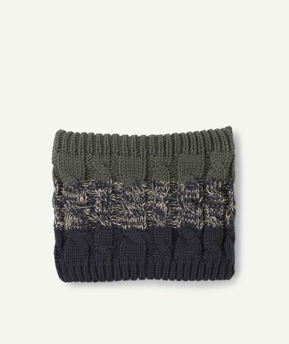 Snood garçon en tricot vert et bleu marine